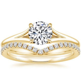 18K Yellow Gold Reverie Ring with Flair Diamond Ring (1/6 ct. tw.)