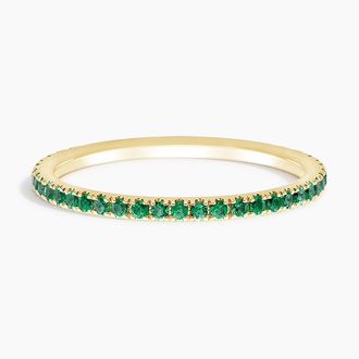 Scalloped Pavé Emerald Gemstone Ring