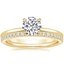 18K Yellow Gold Flower Petal Diamond Ring with Ballad Diamond Ring (1/6 ct. tw.)