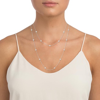 Long Chain Pearl Strand Necklace 36 In.