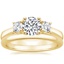 18K Yellow Gold Petite Three Stone Trellis Ring (1/3 ct. tw.) with 2mm Comfort Fit Wedding Ring
