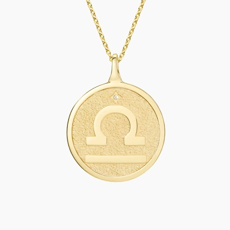 Brilliant Zodiac | Gold Earth Diamond Accented Necklace | 14K Yellow Libra Libra