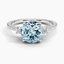 Aquamarine Lyra Diamond Ring (1/4 ct. tw.) in 18K White Gold