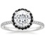 Moissanite Waverly Diamond Ring with Black Diamond Accents in Platinum