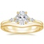18K Yellow Gold Nadia Diamond Ring with Petite Curved Wedding Ring