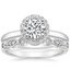 18K White Gold Halo Diamond Ring (1/6 ct. tw.) with Tiara Diamond Ring (1/10 ct. tw.)