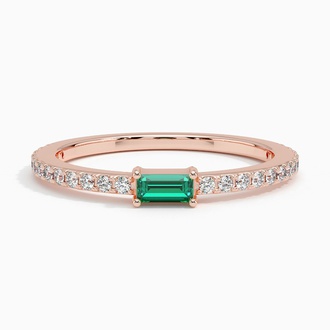Rita Lab Grown Emerald and Diamond Ring in 14K Rose Gold