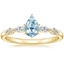 Yellow Gold Aquamarine Petite Versailles Diamond Ring (1/6 ct. tw.)