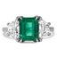 Custom Emerald Three Stone Trapezoid Diamond Ring