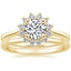18K Yellow Gold Sunburst Diamond Ring (1/4 ct. tw.) with Petite Comfort Fit Wedding Ring