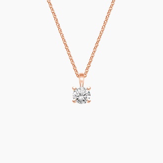 Single Bail Four Prong Pendant in 14K Rose Gold