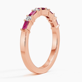 Baguette Lab Ruby and Diamond Ring