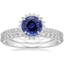 18KW Sapphire Era Diamond Ring with Petite Shared Prong Diamond Ring, smalltop view