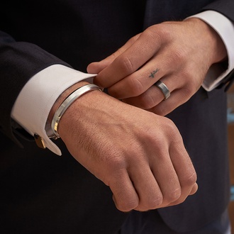 Silver Homme Engravable Cuff Bracelet