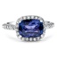 Custom Horizontal Fancy Halo Sapphire and Diamond Ring
