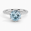 Aquamarine Six Prong Petite Shared Prong Diamond Ring (1/5 ct. tw.) in Platinum