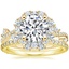 18K Yellow Gold Blooming Rose Diamond Ring (1 ct. tw.) with Luxe Petite Shared Prong Diamond Ring (3/8 ct. tw.)