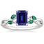 PT Sapphire Willow Ring With Lab Emerald Accents, smalltop view