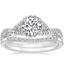 18K White Gold Entwined Halo Diamond Ring (1/3 ct. tw.) with Petite Curved Diamond Ring (1/10 ct. tw.)