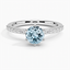 Aquamarine Six Prong Petite Shared Prong Diamond Ring (1/5 ct. tw.) in 18K White Gold