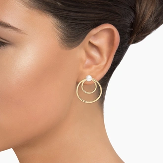 Kara Cultured Pearl Double Hoop Earrings (6mm) - Brilliant Earth
