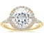 Yellow Gold Moissanite Nadia Halo Diamond Ring (1/4 ct. tw.)