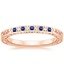 Rose Gold Delicate Antique Scroll Sapphire and Diamond Ring