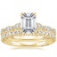 18K Yellow Gold Tacori Petite Crescent Pavé Diamond Ring (1/3 ct. tw.) with Tacori Petite Crescent Diamond Ring (1/4 ct. tw.)