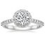 18K White Gold Halo Diamond Ring with Side Stones (1/3 ct. tw.), smalltop view