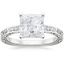 18KW Moissanite Delicate Antique Scroll Diamond Ring, smalltop view