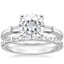 18KW Moissanite Tapered Baguette Diamond Ring (1/5 ct. tw.) with Barre Diamond Ring (1/4 ct. tw.), smalltop view