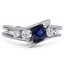 Custom Modern Bypass Shank Sapphire and Diamond Ring
