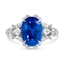 Custom Feathered Shoulder Sapphire and Diamond Ring