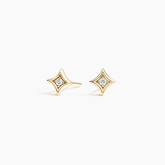 Lotus Inspired Diamond Stud Earrings