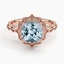Rose Gold Aquamarine Cadenza Halo Diamond Ring