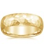 Yellow Gold Hammered Matte Mens Wedding Ring 