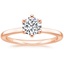 14K Rose Gold Six Prong Hidden Halo Diamond Ring, smalltop view