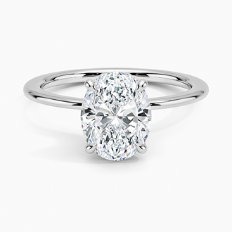 18K White Gold Petite Secret Halo Diamond Ring