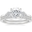 18KW Moissanite Perfect Fit Three Stone Diamond Ring with Luxe Ballad Diamond Ring, smalltop view