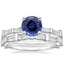 18KW Sapphire Memoir Baguette Diamond Bridal Set, smalltop view