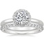 18K White Gold Halo Diamond Ring (1/8 ct. tw.) with Petite Shared Prong Diamond Ring (1/4 ct. tw.)