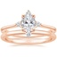 14K Rose Gold Luminesce Diamond Ring with Petite Comfort Fit Wedding Ring