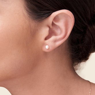 Premium Akoya Cultured Pearl Stud Earrings (5mm) in 14K Rose Gold