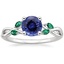 PT Sapphire Willow Ring With Lab Emerald Accents, smalltop view