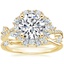 18K Yellow Gold Blooming Rose Diamond Ring (1 ct. tw.) with Winding Willow Diamond Ring