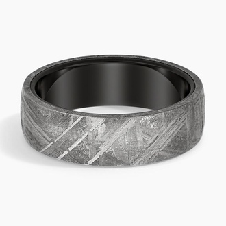 Modern Meteorite and Black Tungsten Wedding Ring