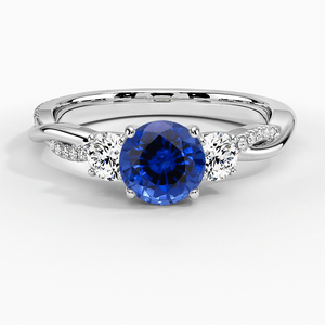 Sapphire Three Stone Petite Twisted Vine Diamond Ring (2/5 ct. tw.) in ...