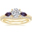 18K Yellow Gold Opera Ring with Lab Alexandrite Accents with Curved Diamond Ring (1/6 ct. tw.)