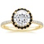 Yellow Gold Moissanite Waverly Diamond Ring with Black Diamond Accents