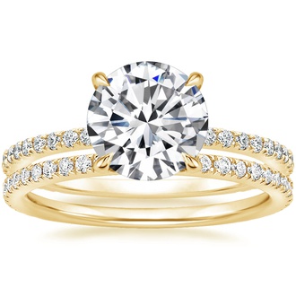18K Yellow Gold Demi Diamond Ring with Luxe Ballad Diamond Ring